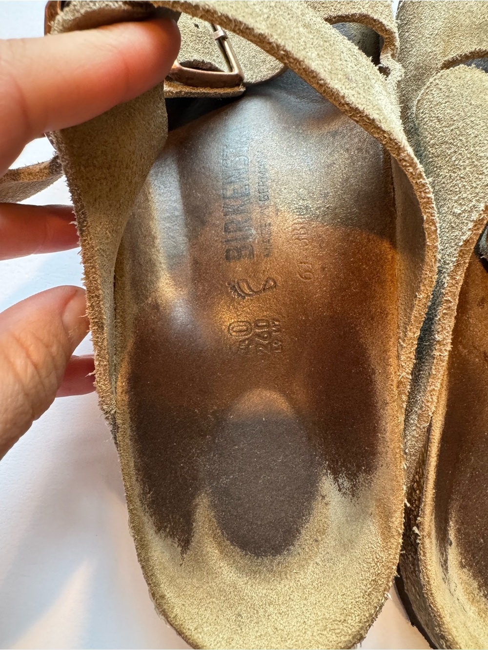 Birkenstock Arizona Suede Two-Strap Sandals in Taupe - Picture 5 of 6